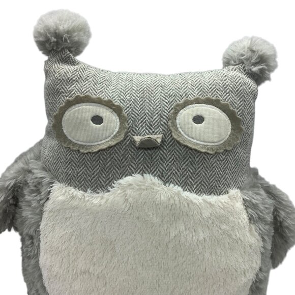 Pier 1 Imports Roxie Owl Plush Toy Pillow 17" Soft Herringbone Furry Fabric - Picture 2 of 5